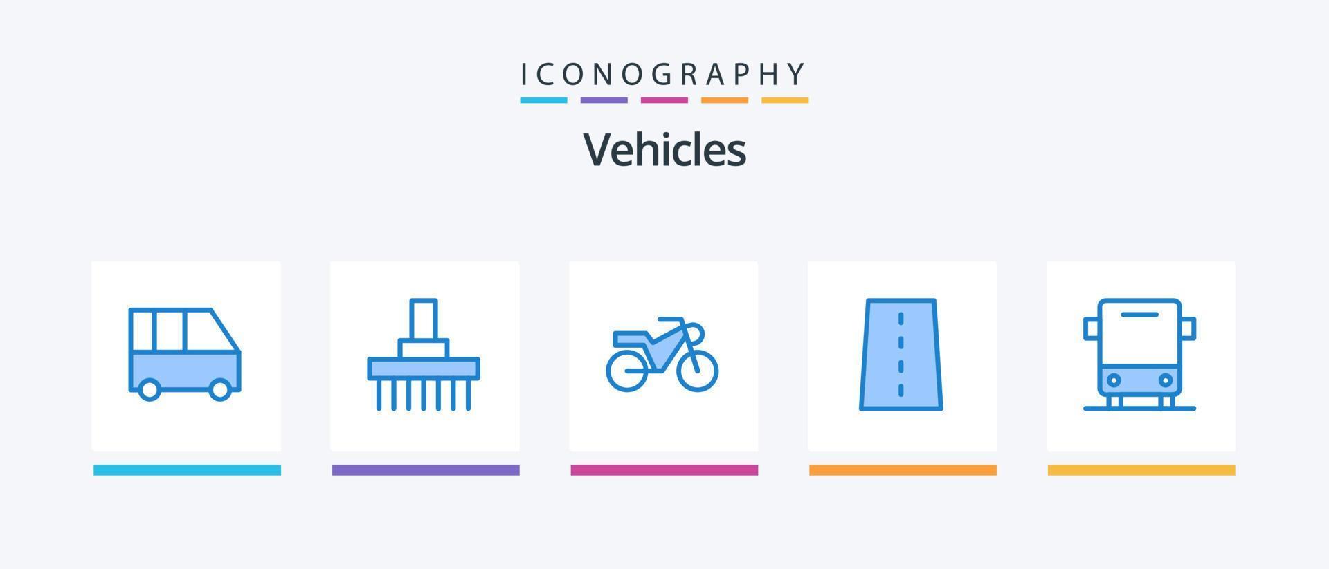 Fahrzeuge blau 5 Icon Pack inklusive Auto. Straße. Traktor. Weg. Infrastruktur. kreatives Symboldesign vektor