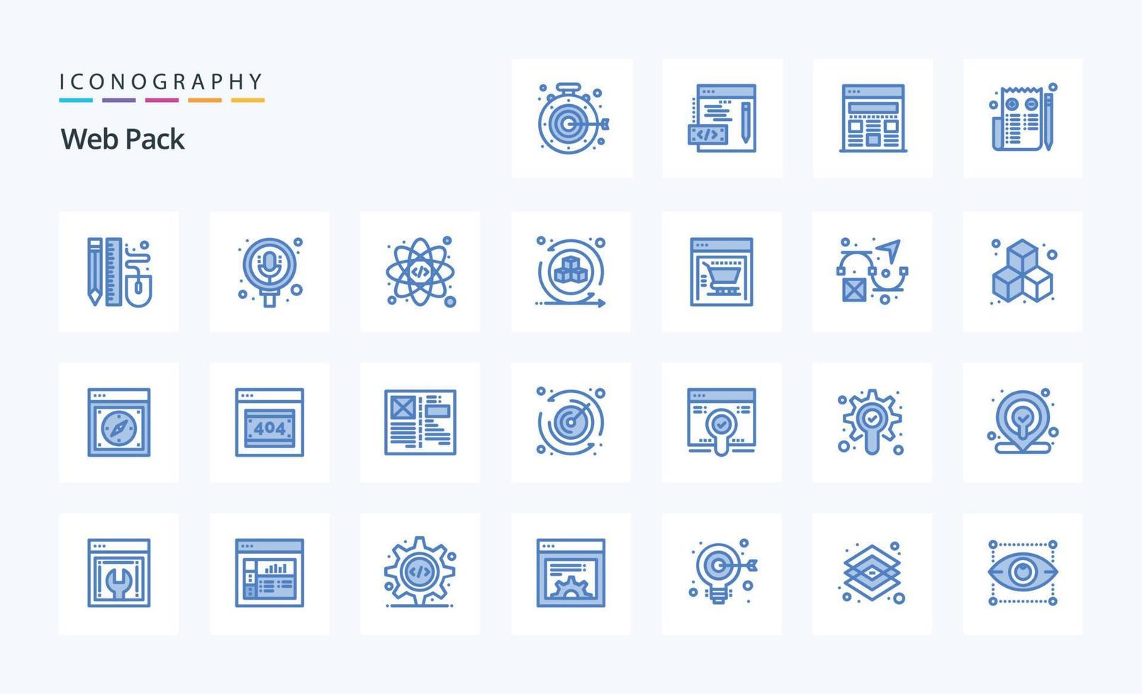 25 webb packa blå ikon packa vektor