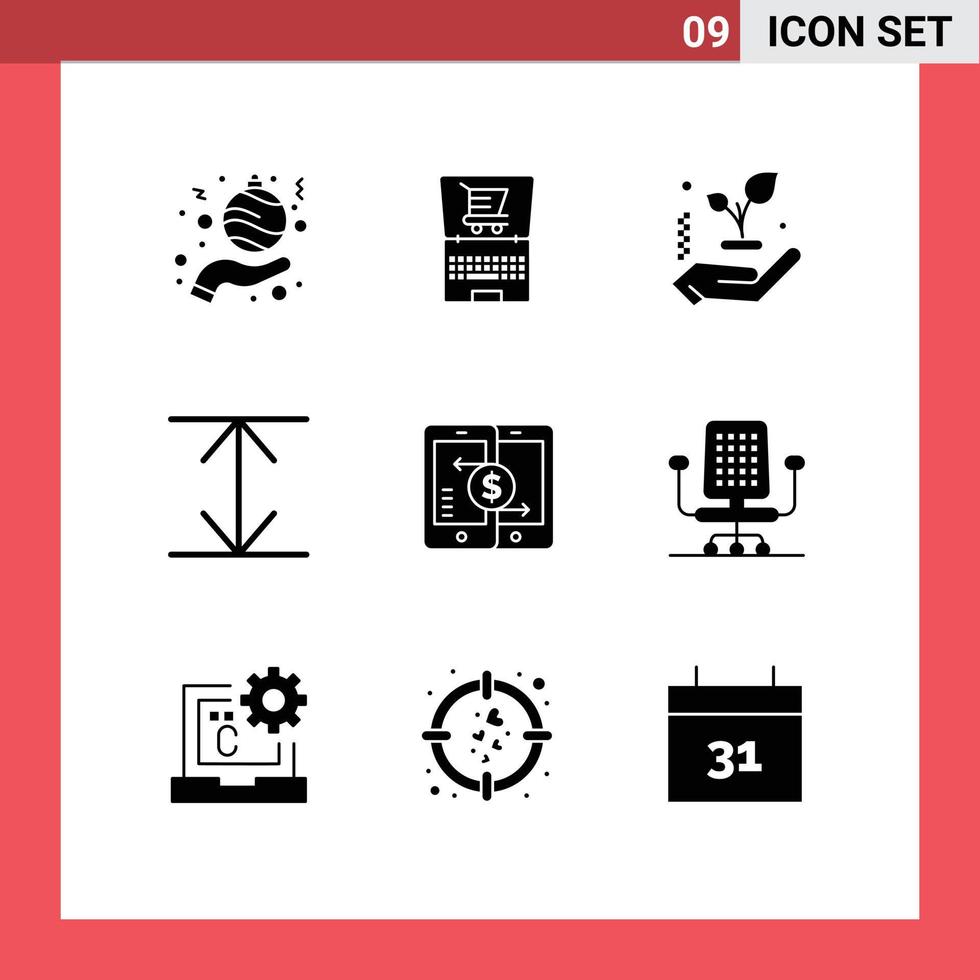 9 kreative Symbole moderne Zeichen und Symbole für Smartphone-Zahlungen Handzahlung erweitern editierbare Vektordesign-Elemente vektor