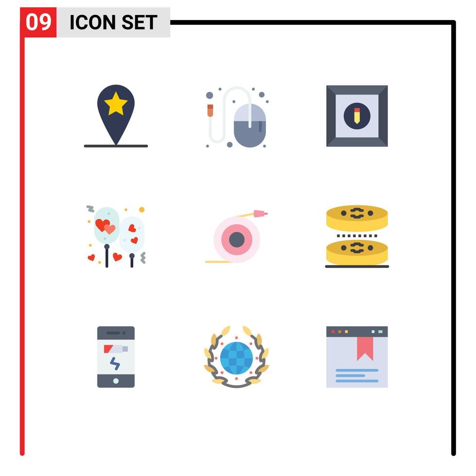 universell ikon symboler grupp av 9 modern platt färger av strömma romantisk låda fest ballong redigerbar vektor design element