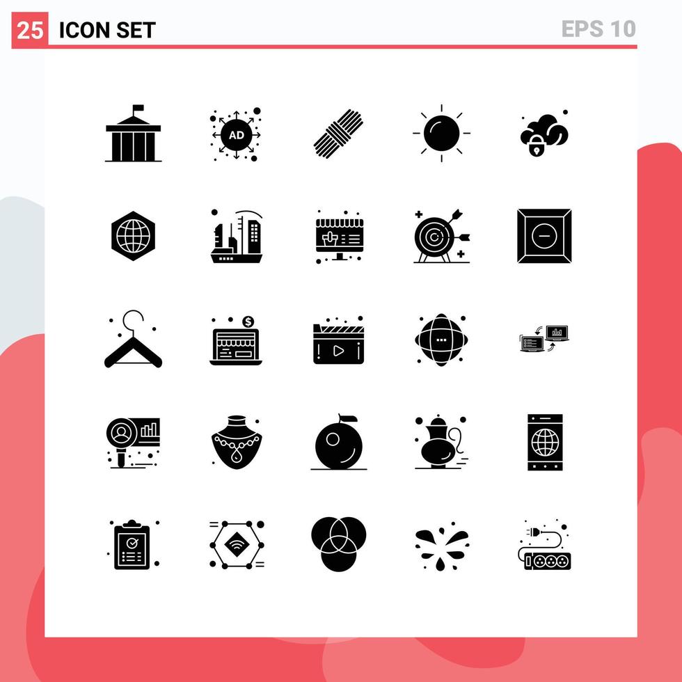 satz von 25 modernen ui-symbolen symbolzeichen für sichere gdpr-seildaten steigen editierbare vektordesignelemente vektor