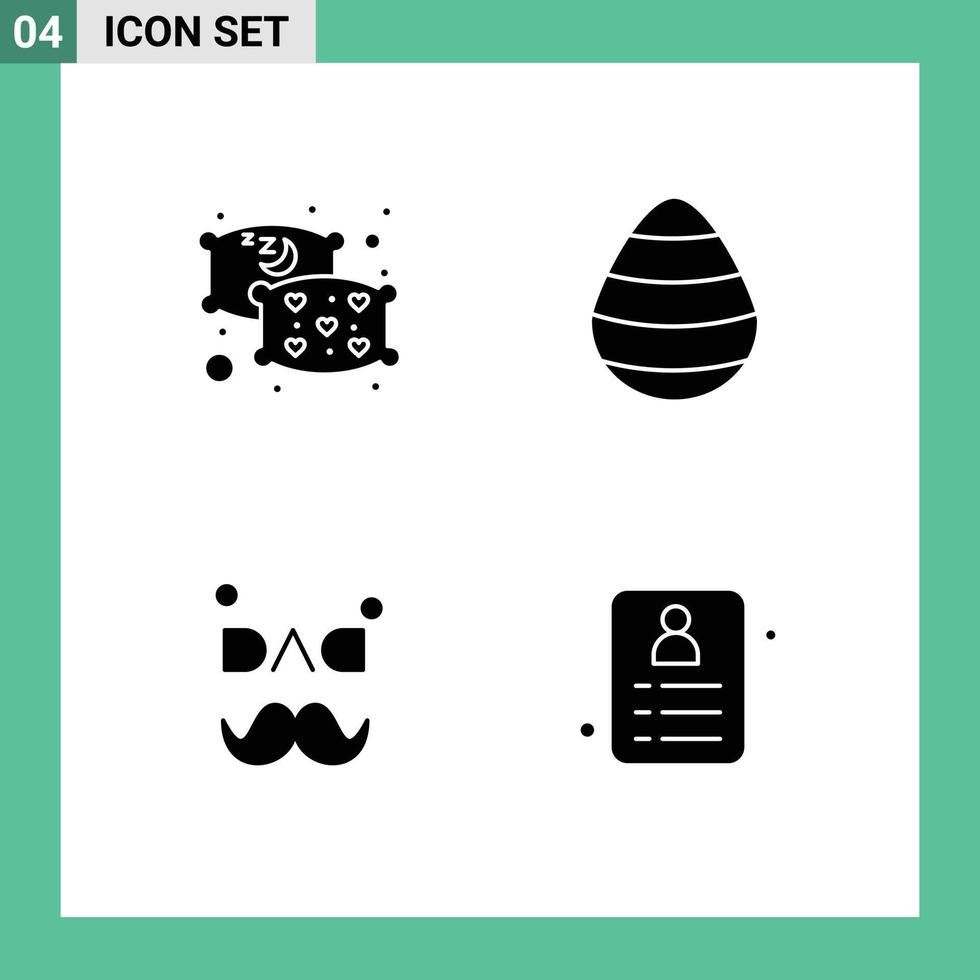 Stock Vector Icon Pack mit 4 Zeilenzeichen und Symbolen für Kissen Vatertag Ostern Frühlingseinkauf editierbare Vektordesign-Elemente