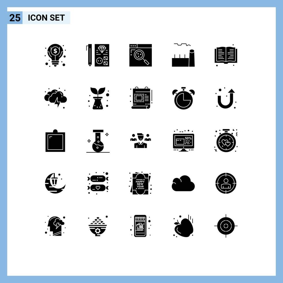 modern uppsättning av 25 fast glyfer och symboler sådan som ånga växt kyl- torn programmering kokande växt webb redigerbar vektor design element