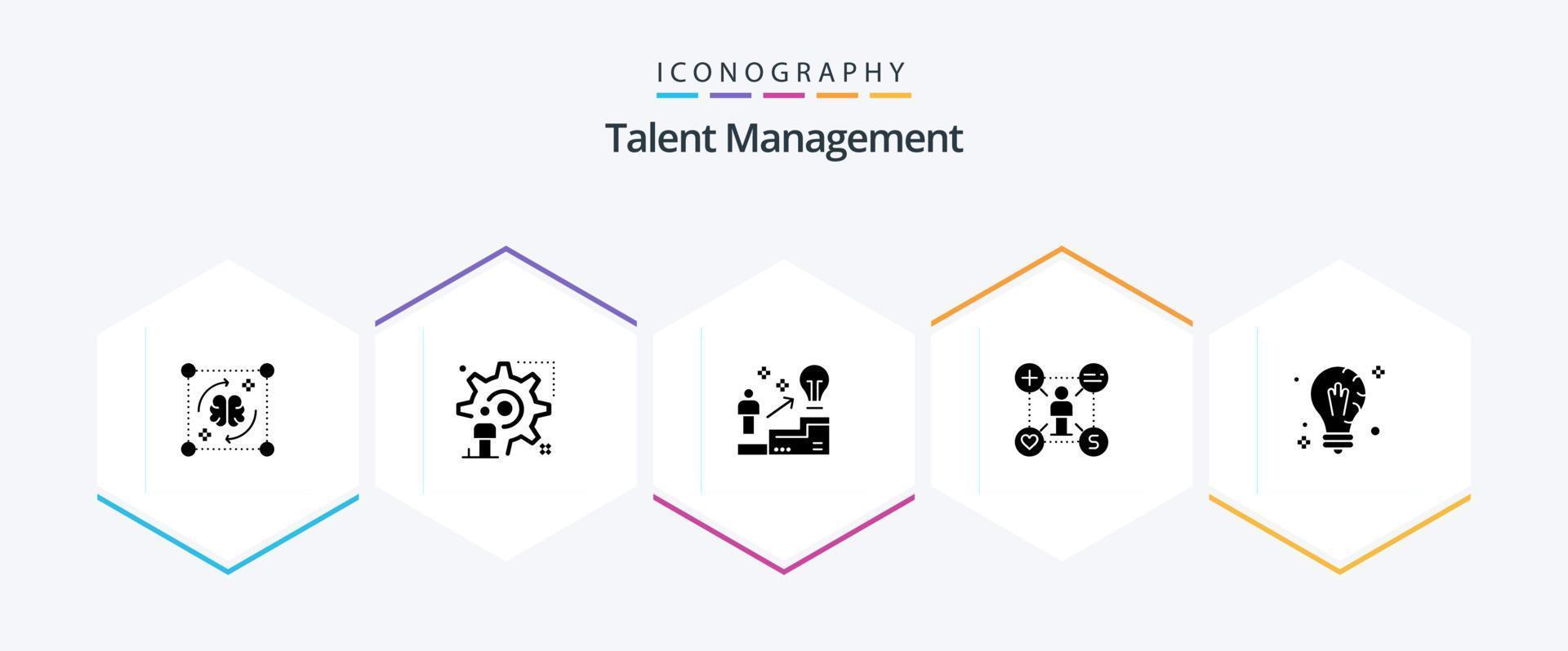 Talentmanagement 25 Glyphen-Icon-Pack inklusive Like. Benutzer. Mann. Lösung. Benutzer vektor