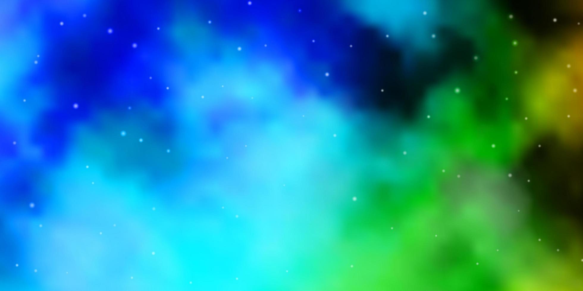 hellblauer, grüner Vektorhintergrund mit kleinen und großen Sternen vektor