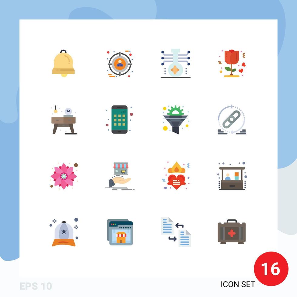 uppsättning av 16 modern ui ikoner symboler tecken för Hem kärlek kemi reste sig teknologi redigerbar packa av kreativ vektor design element