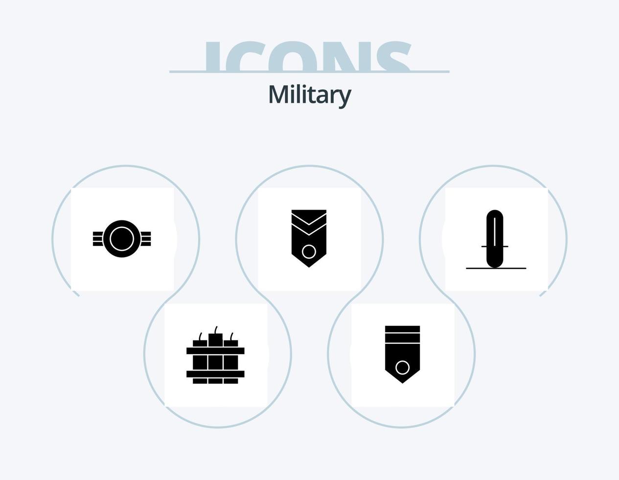 militärisches Glyphen-Icon-Pack 5-Icon-Design. Streifen. einer. Grad. Militär. Rang vektor