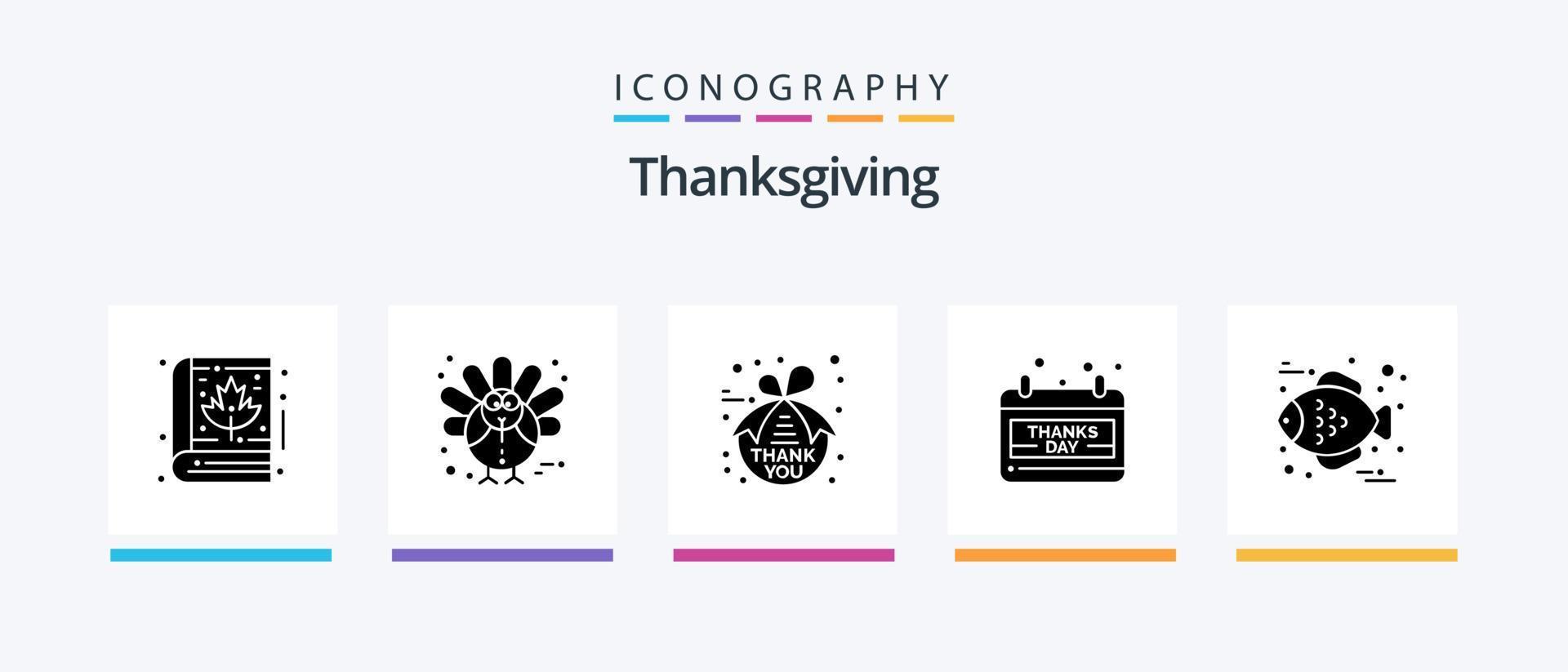 Thanksgiving Glyph 5 Icon Pack inklusive Essen. danke tag. Hinweis. Tag. Kalender. kreatives Symboldesign vektor