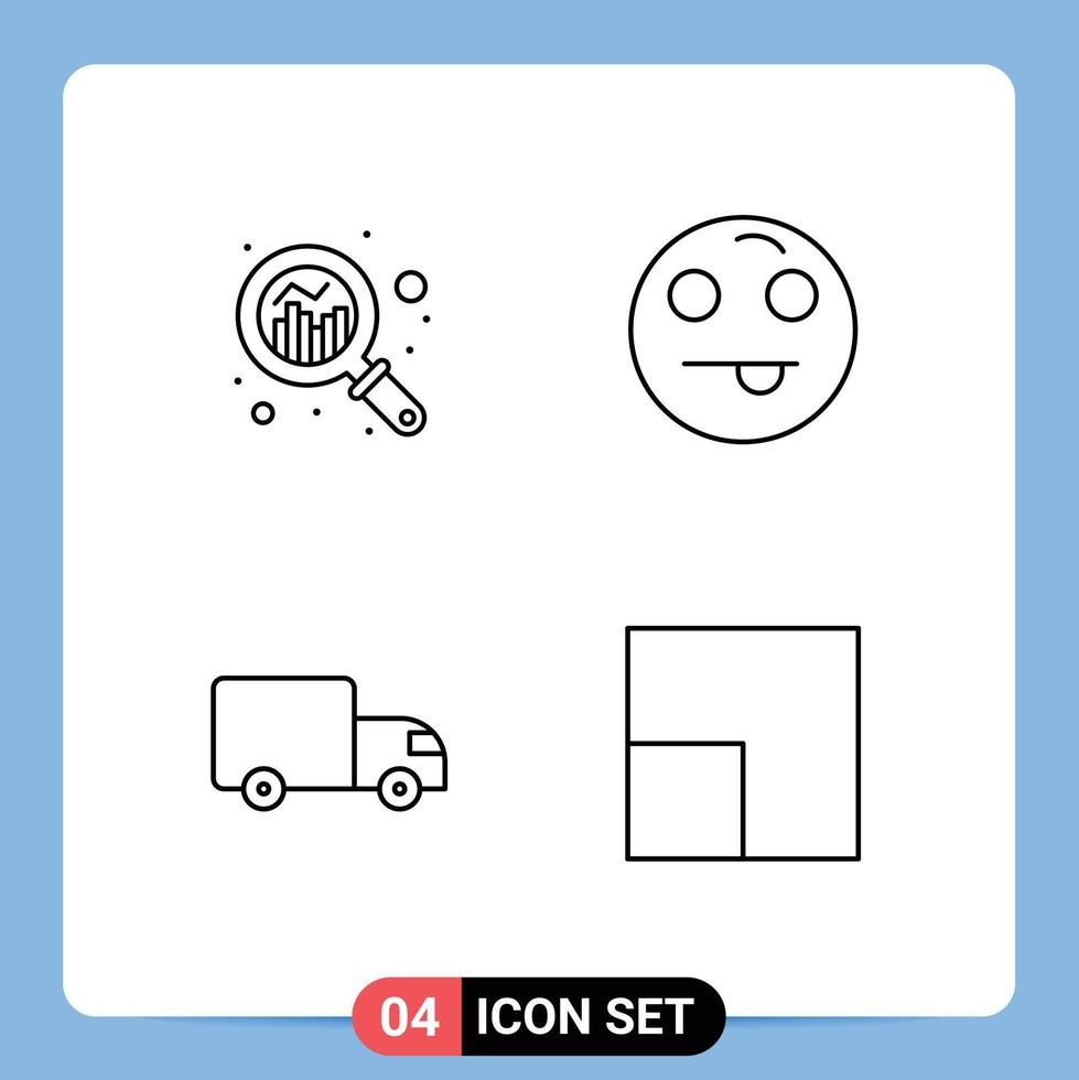 grupp av 4 fylld linje platt färger tecken och symboler för analys transport Graf Lycklig skala redigerbar vektor design element