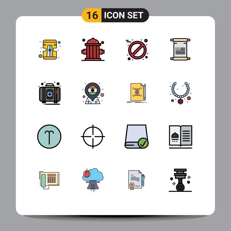 16 kreativ ikoner modern tecken och symboler av utrustning nödsituation piller hjälpa amerikan redigerbar kreativ vektor design element