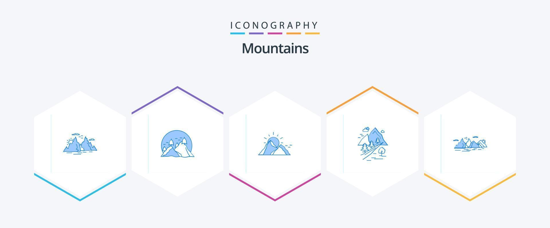 Berge 25 blaues Icon Pack inklusive Landschaft. Berg. Berg. Natur. hügel vektor