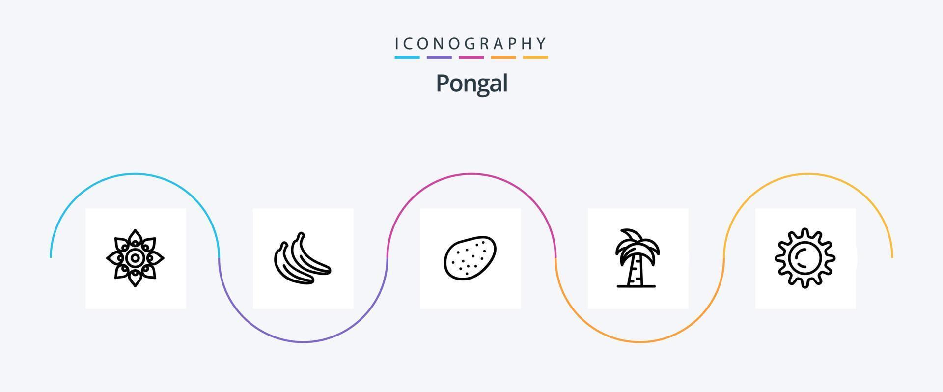 pongal linje 5 ikon packa Inklusive Sri Lanka. indiska. frukt. Indien. kultur vektor