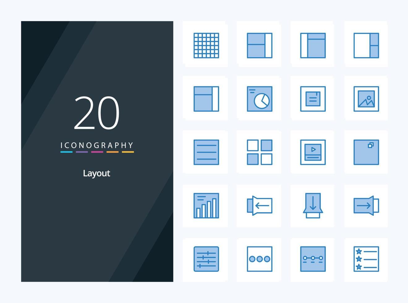 20 layout blå Färg ikon för presentation vektor