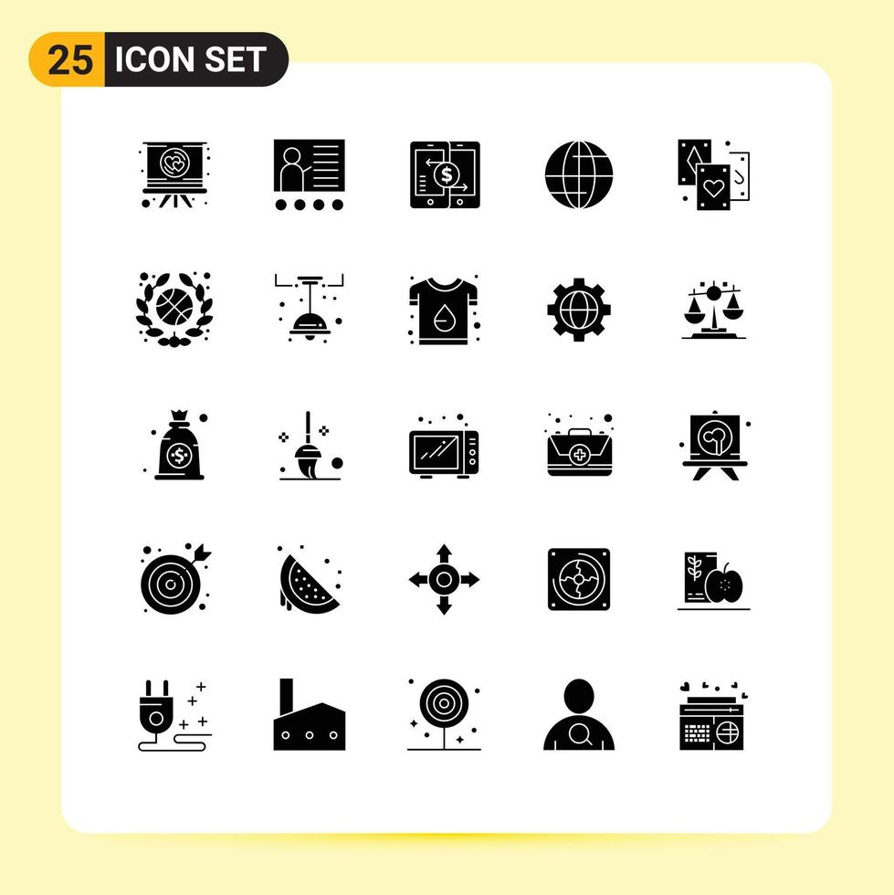 Stock Vector Icon Pack mit 25 Zeilen Zeichen und Symbolen für Karten Globus Lehrer globale Peer editierbare Vektordesign-Elemente