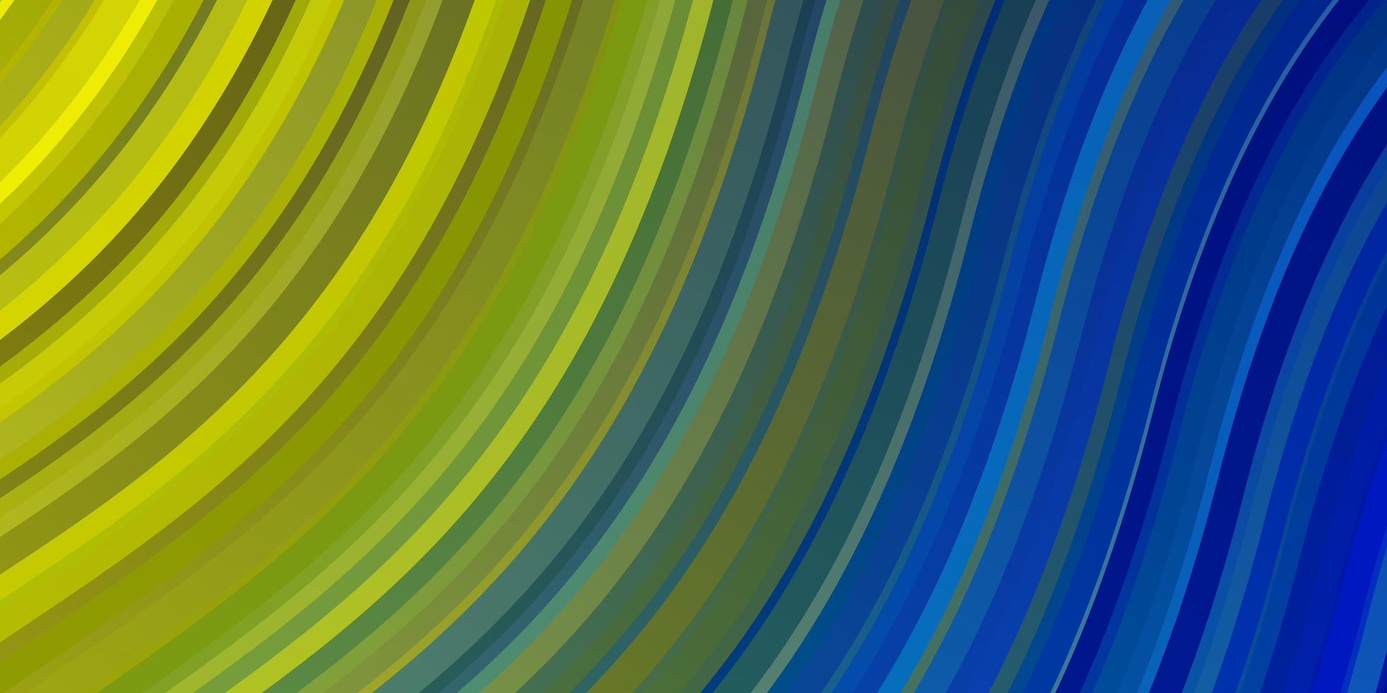 hellblauer, gelber Vektorhintergrund mit gebogenen Linien. vektor