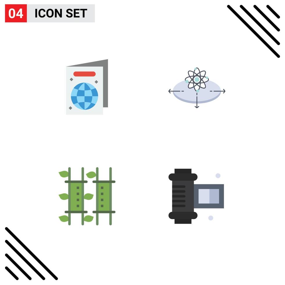 Packung mit 4 modernen flachen Symbolen, Zeichen und Symbolen für Web-Printmedien wie Strandmassage, Geschäftsinnovation, Entspannung, editierbare Vektordesign-Elemente vektor