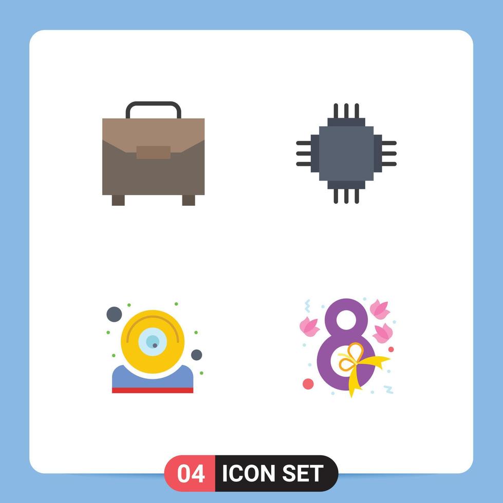 4 flaches Icon-Konzept für mobile Websites und Apps digitale Computertasche elektrisch editierbare Vektordesign-Elemente vektor