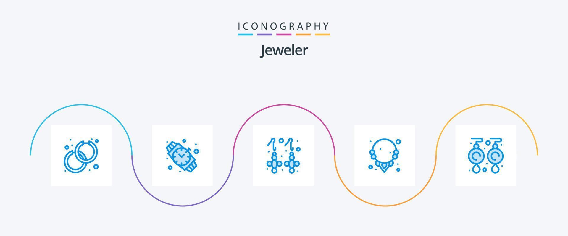 smycke blå 5 ikon packa Inklusive juvel. örhängen. mode. halsband. pärla vektor