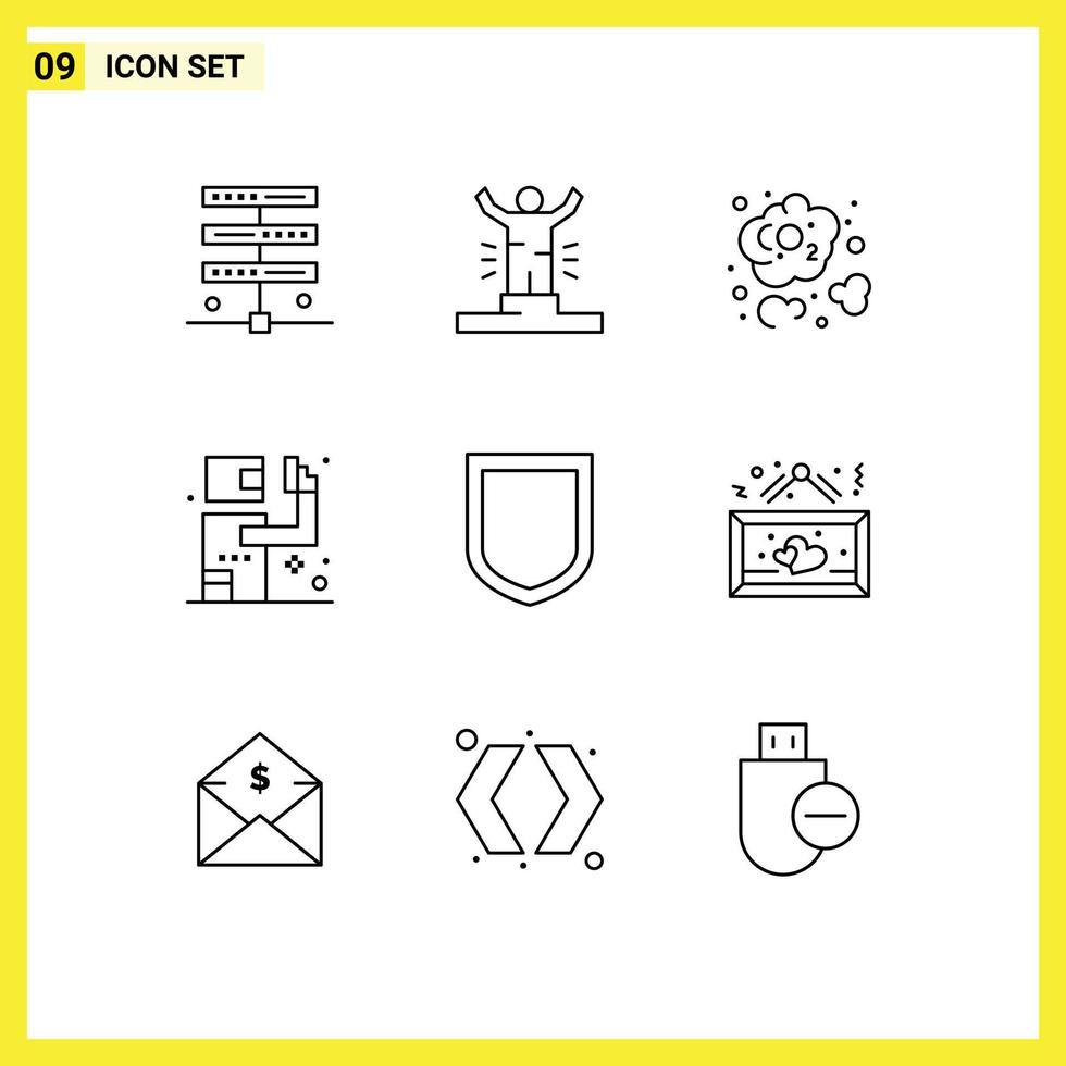 9 kreativ ikoner modern tecken och symboler av skydd döda Framgång beväpnad dioxid redigerbar vektor design element