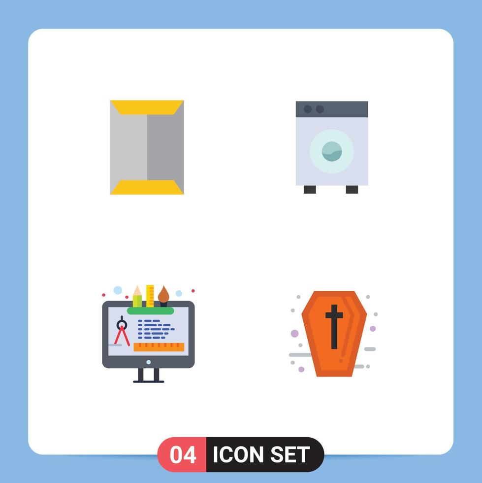 Stock Vector Icon Pack mit 4 Zeilen Zeichen und Symbolen für Fenster Maschinenschrank Big Tool editierbare Vektordesign-Elemente