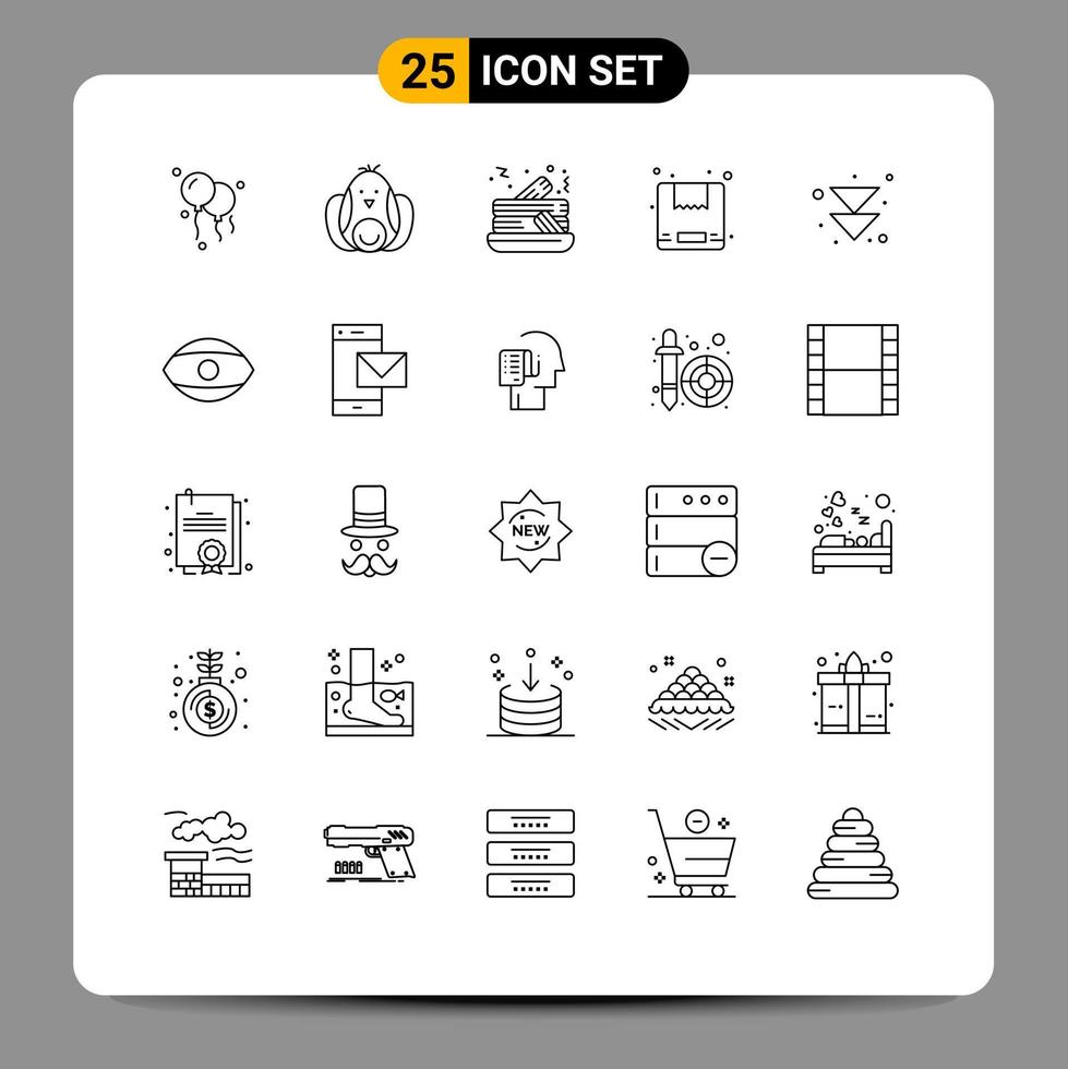 stock vektor ikon packa av 25 linje tecken och symboler för mänsklig öga mat Nästa pil redigerbar vektor design element