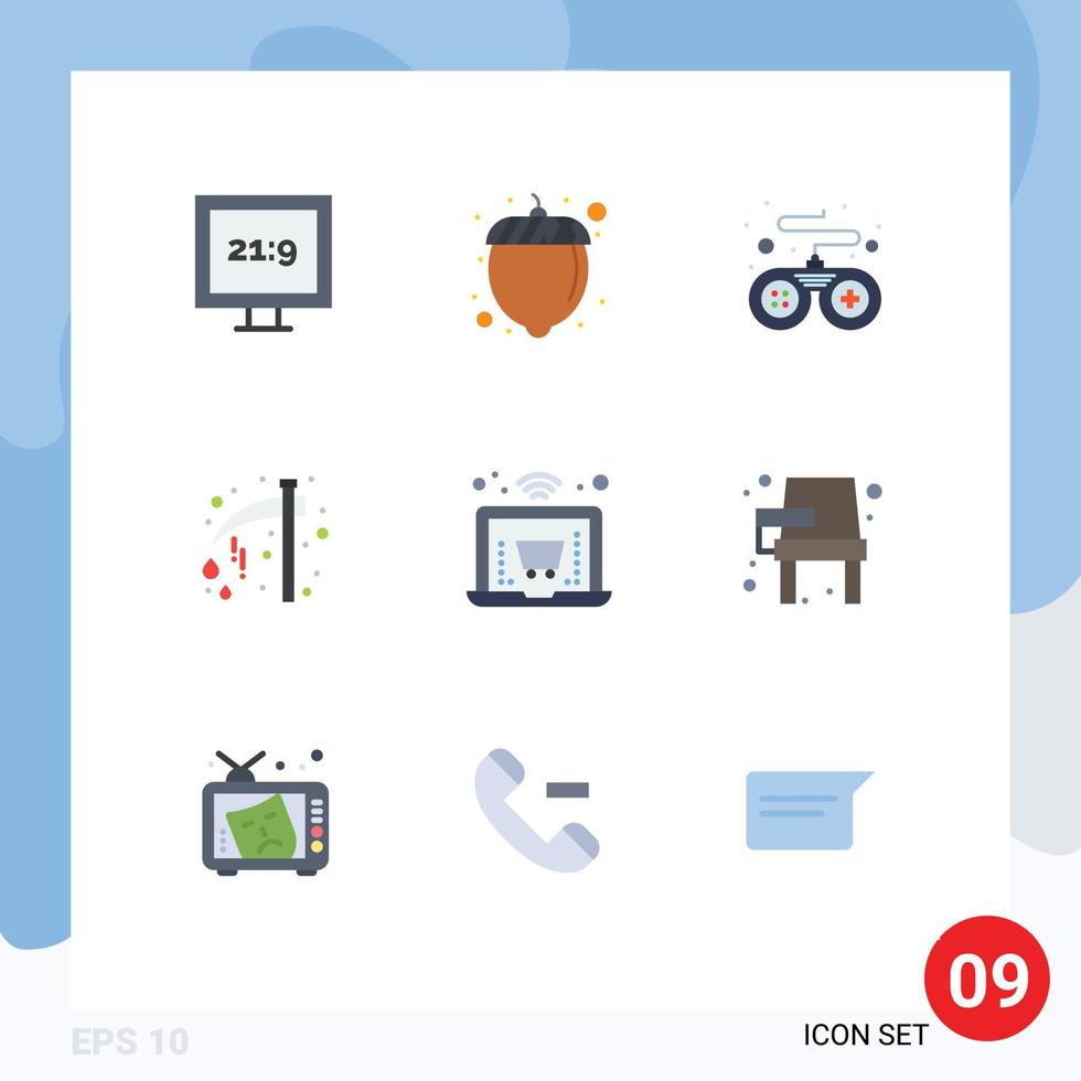 9 universell platt färger uppsättning för webb och mobil tillämpningar stol handla spel uppkopplad Semester redigerbar vektor design element