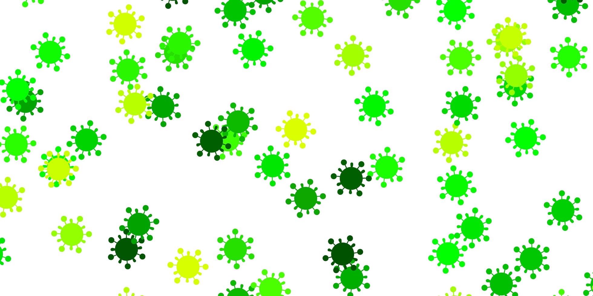 hellgrüner, gelber Vektorhintergrund mit Virensymbolen vektor