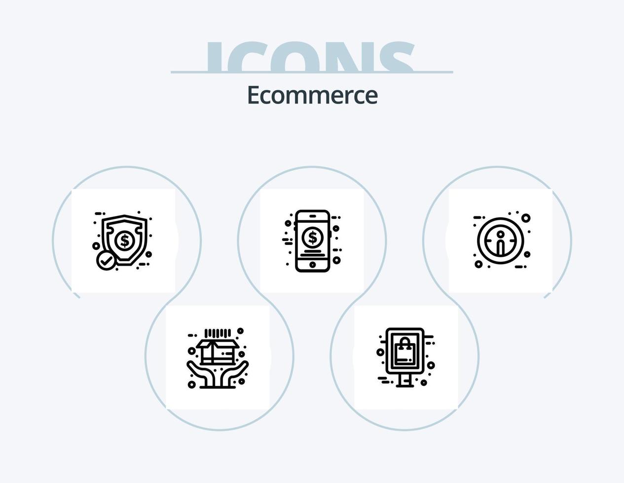 E-Commerce-Linie Icon Pack 5 Icon-Design. Geld. gegenwärtig. Münze. Geschenk. E-Commerce vektor