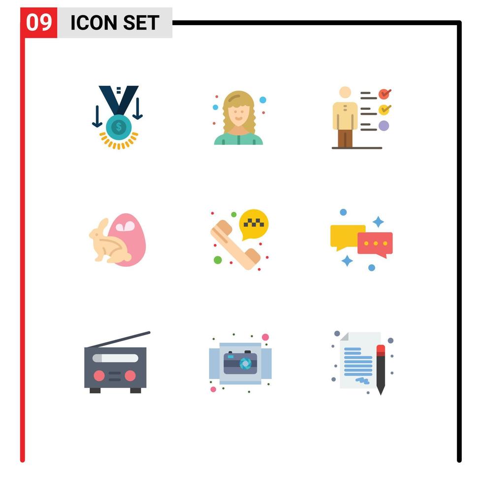 satz von 9 flachen vektorfarben auf raster für telefonanruf ostern webentwickler bynny professionelle fähigkeit editierbare vektordesignelemente vektor