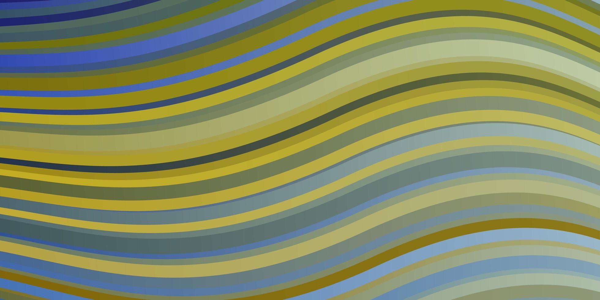 ljusblå, gul vektorbakgrund med böjda linjer. vektor