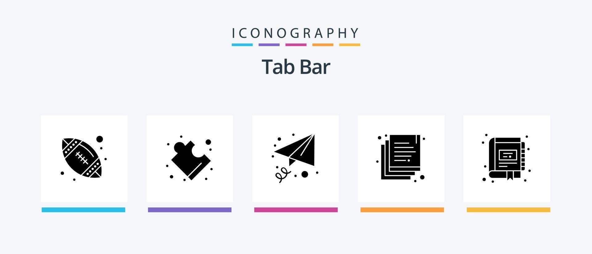 Tab-Leiste Glyphe 5 Icon Pack inklusive . Marketing. senden. Verwaltung. Buchen. kreatives Symboldesign vektor