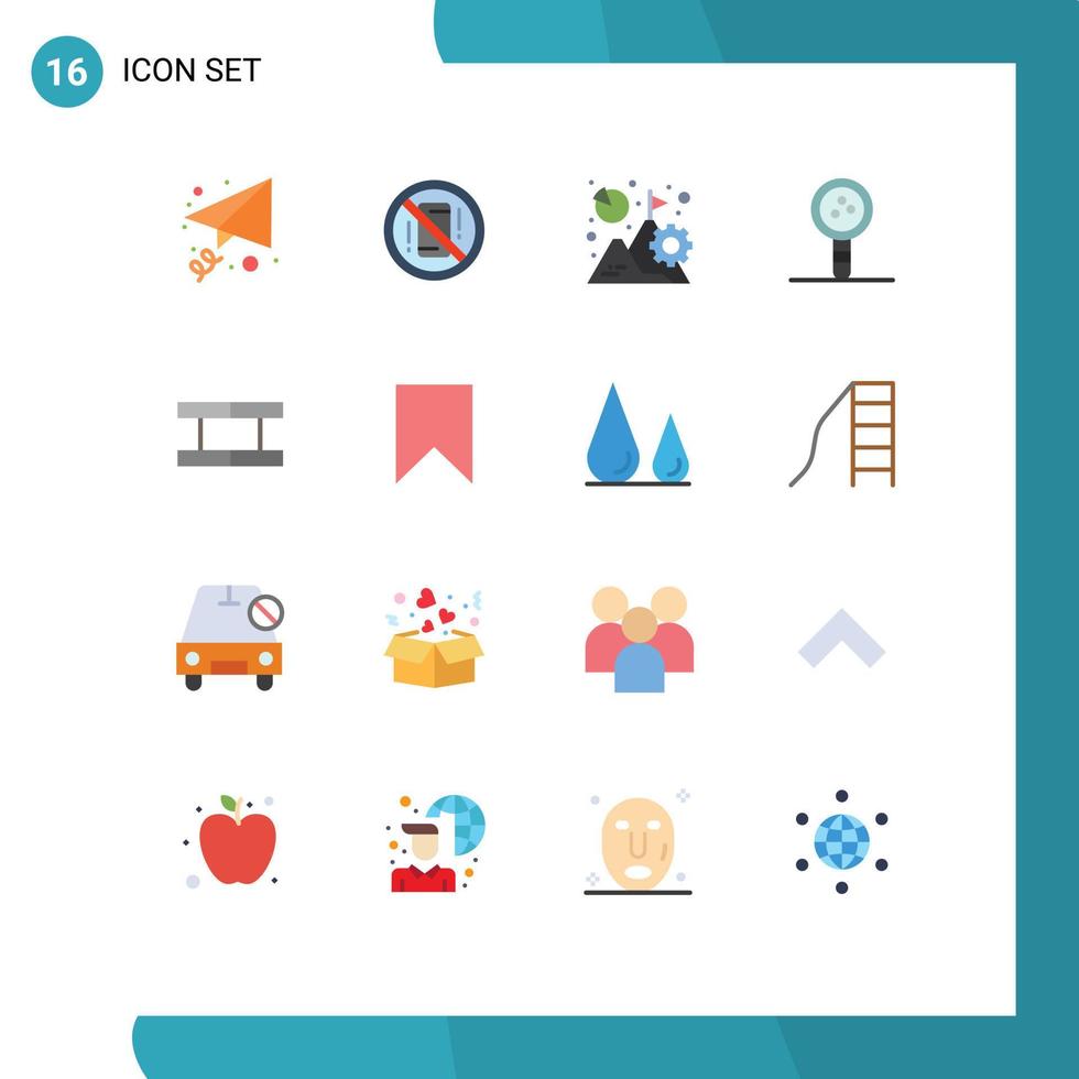 Packung mit 16 modernen flachen Farbzeichen und Symbolen für Web-Printmedien wie Lernwissensanalyse Bildungsmission editierbare Packung mit kreativen Vektordesignelementen vektor