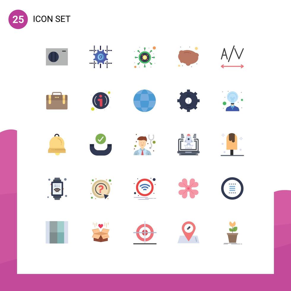 Packung mit 25 modernen flachen Farbzeichen und Symbolen für Web-Printmedien wie Bürotaschen-Tracking-SEO-Text-Kartoffel-editierbare Vektordesign-Elemente vektor