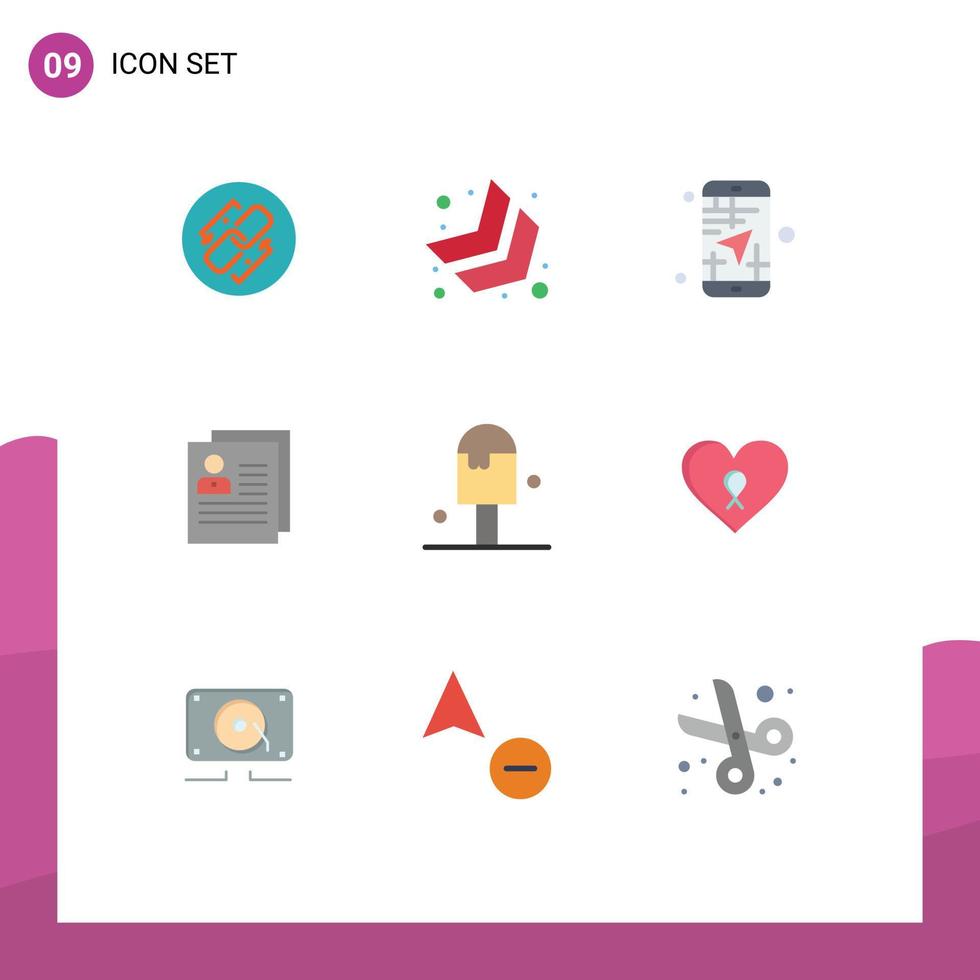 packa av 9 modern platt färger tecken och symboler för webb skriva ut media sådan som fil Kontakt mobil handla om resa redigerbar vektor design element