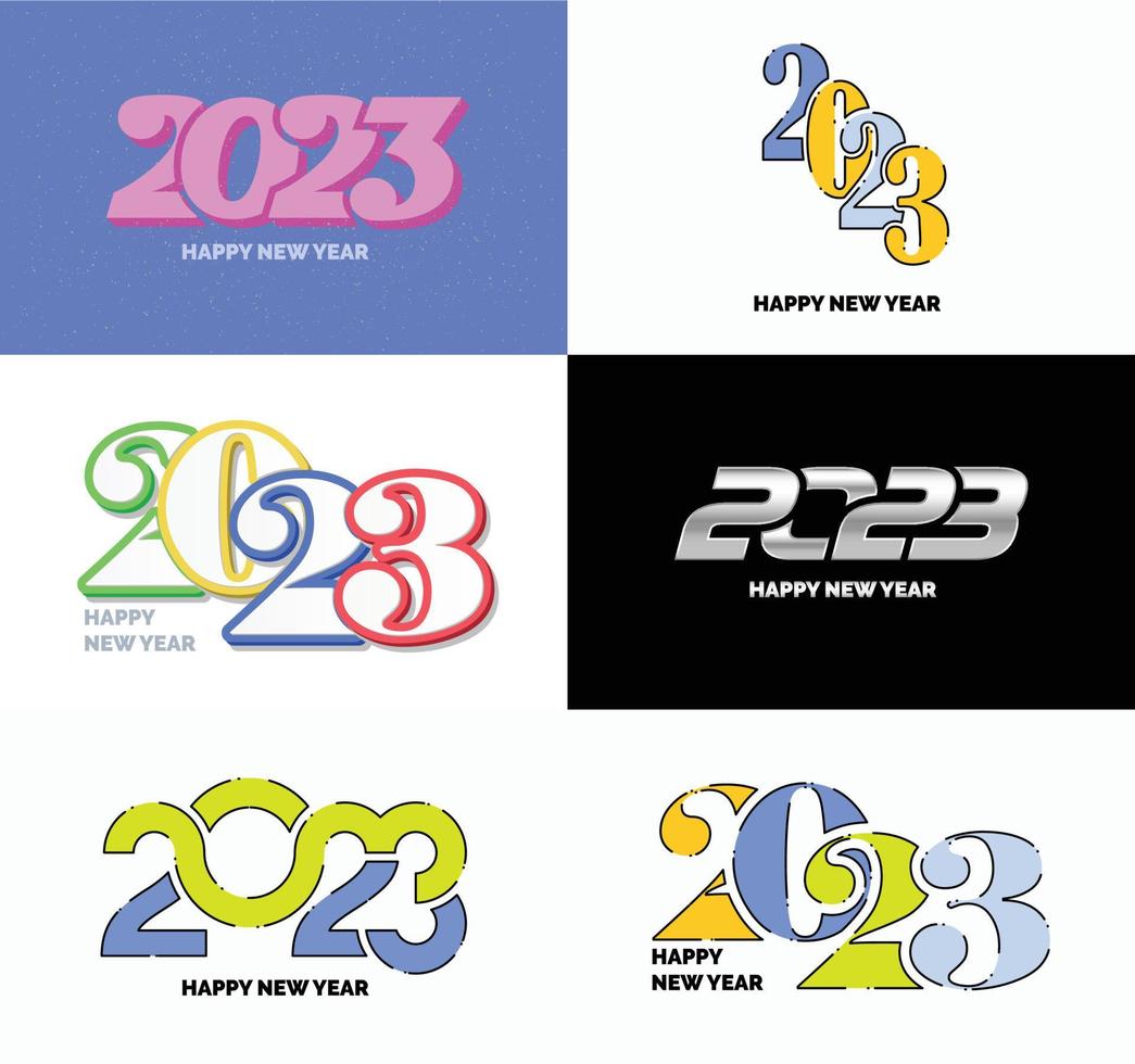 große reihe von 2023 frohes neues jahr logo text design 2023 zahlenentwurfsvorlage vektor