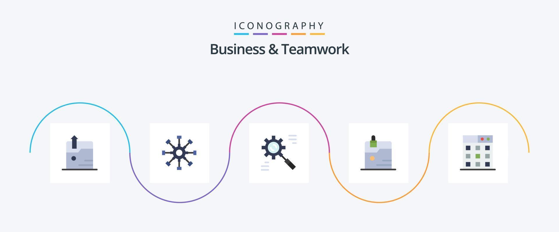 Business und Teamwork Flat 5 Icon Pack inklusive Technologie. Daten. Zusammenarbeit. Unternehmen. Wirksam vektor