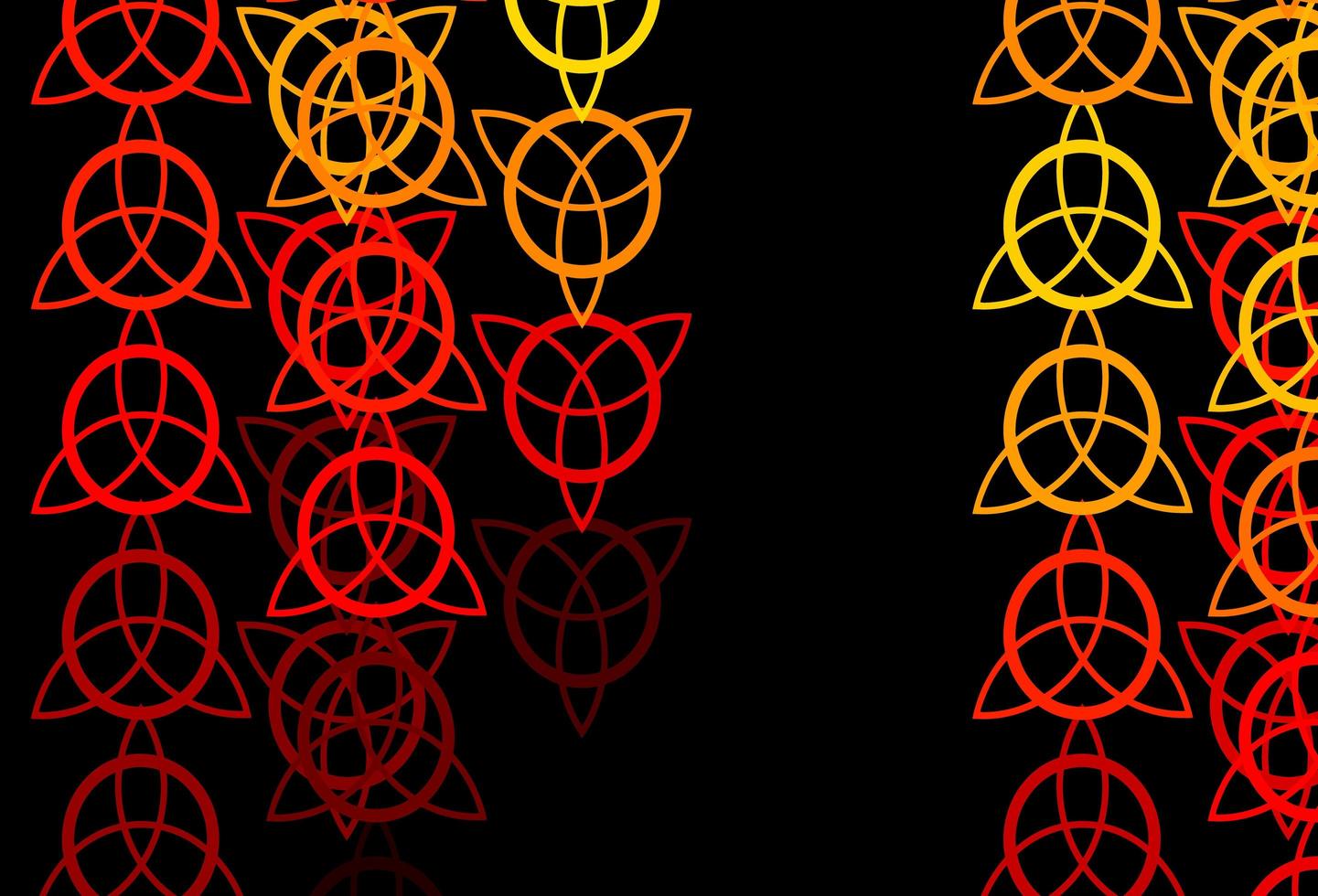 dunkelroter, gelber Vektorhintergrund mit Mysteriumsymbolen. vektor