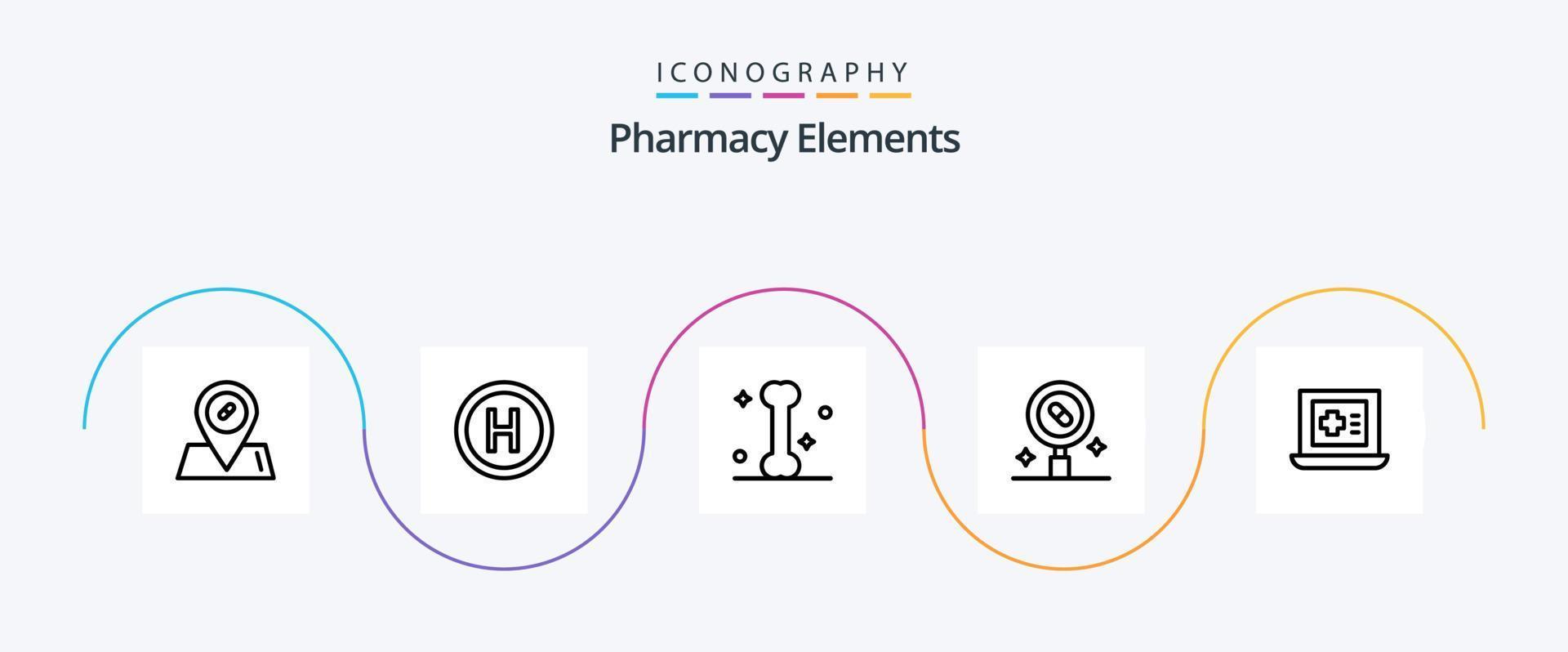 apotek element linje 5 ikon packa Inklusive piller. medicinsk . hälsa . vektor