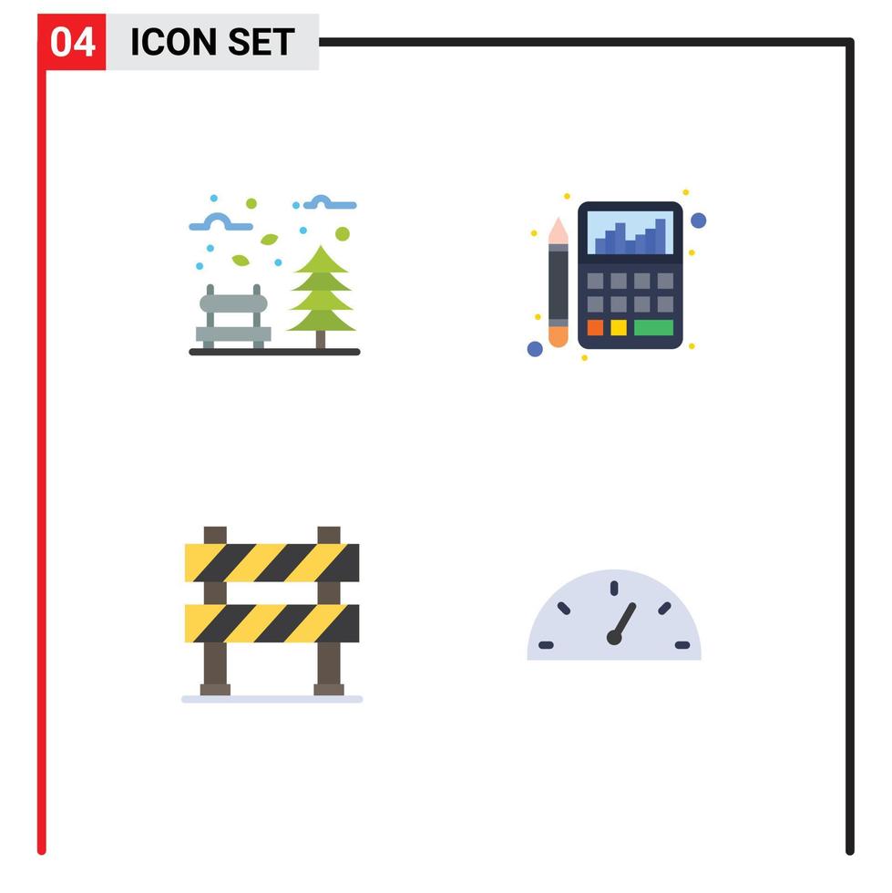 uppsättning av 4 vektor platt ikoner på rutnät för höst finansiera träd budget gräns redigerbar vektor design element