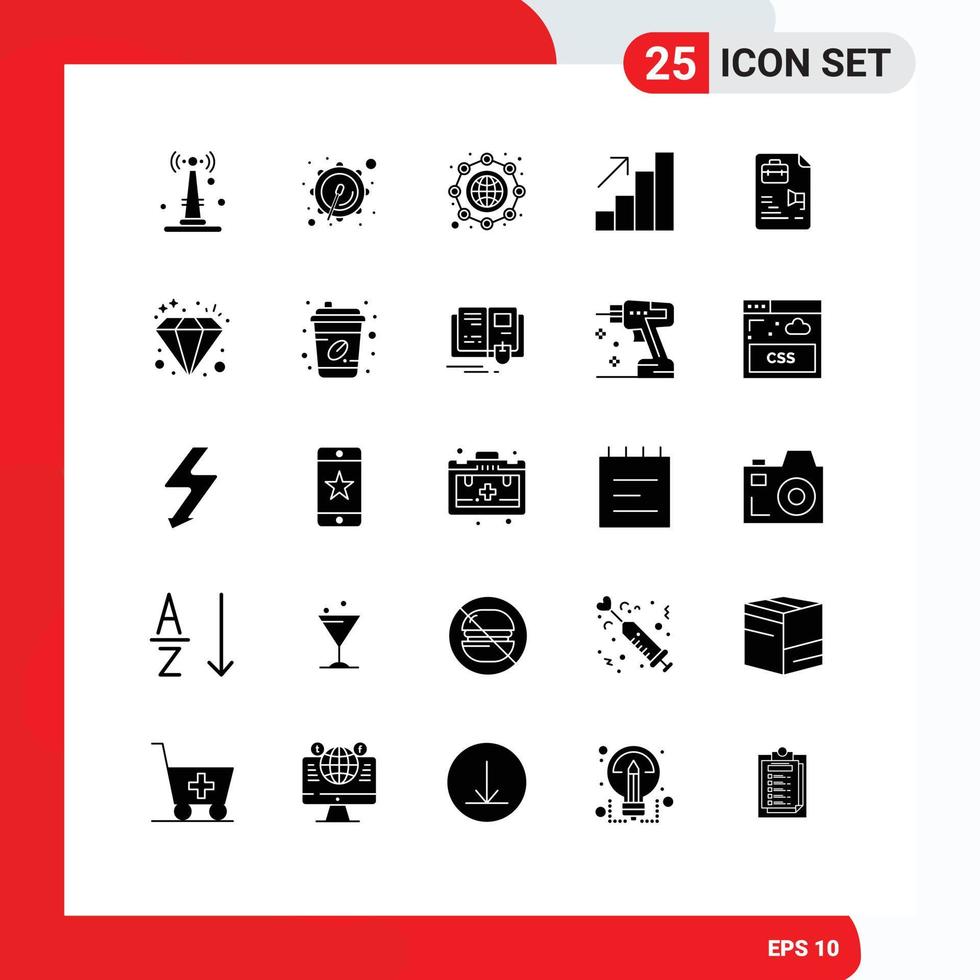 25 kreative Symbole moderne Zeichen und Symbole der Tasche Dokument internationale Datei Karriere editierbare Vektordesign-Elemente vektor