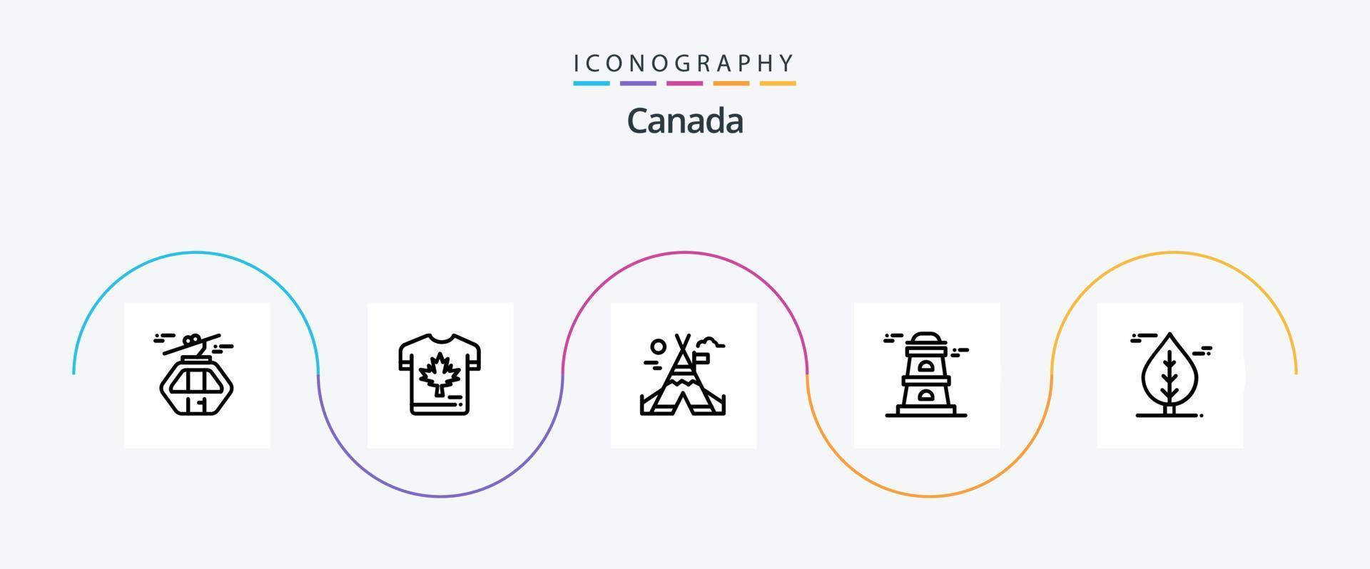 kanada linje 5 ikon packa Inklusive Kanada. vakttorn. blad. torn. kanada vektor