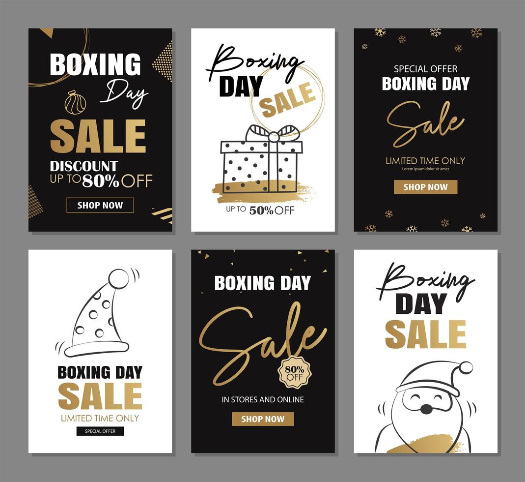 boxning dag försäljning banner design med guld lyx dekoration mallar vektor