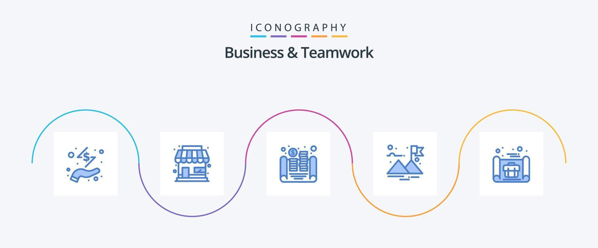 Business und Teamwork Blue 5 Icon Pack inklusive Konzept. Unternehmen. Kasse. Erfolg. Fertig vektor