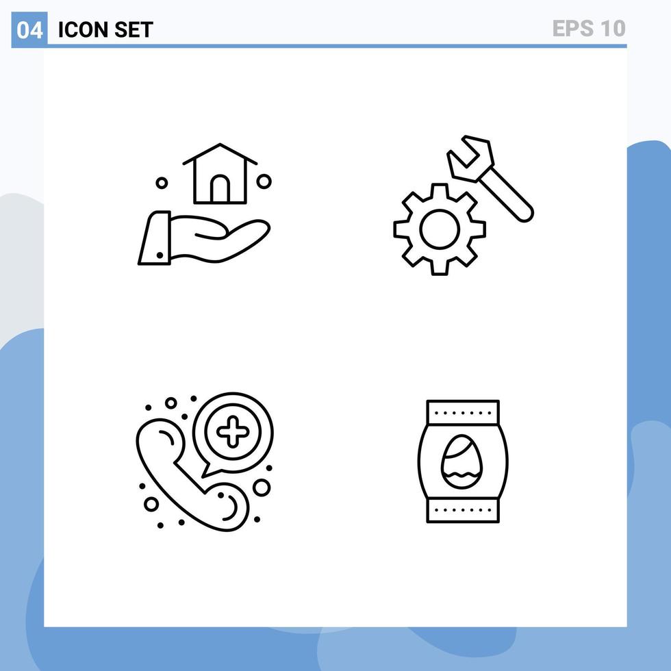 uppsättning av 4 modern ui ikoner symboler tecken för byggnad telefon miljö ring upp flaska redigerbar vektor design element
