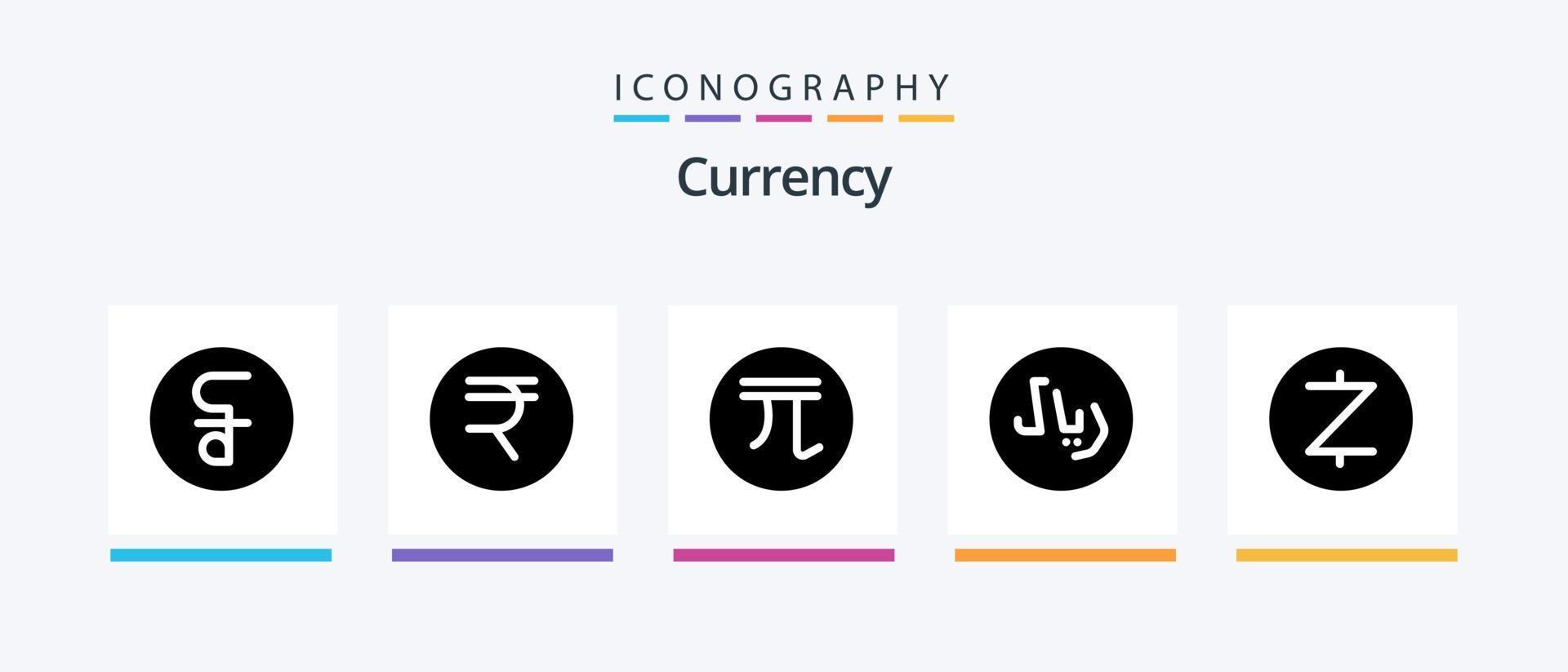 valuta glyf 5 ikon packa Inklusive kontanter . finansiera. ny. dollar. kreativ ikoner design vektor