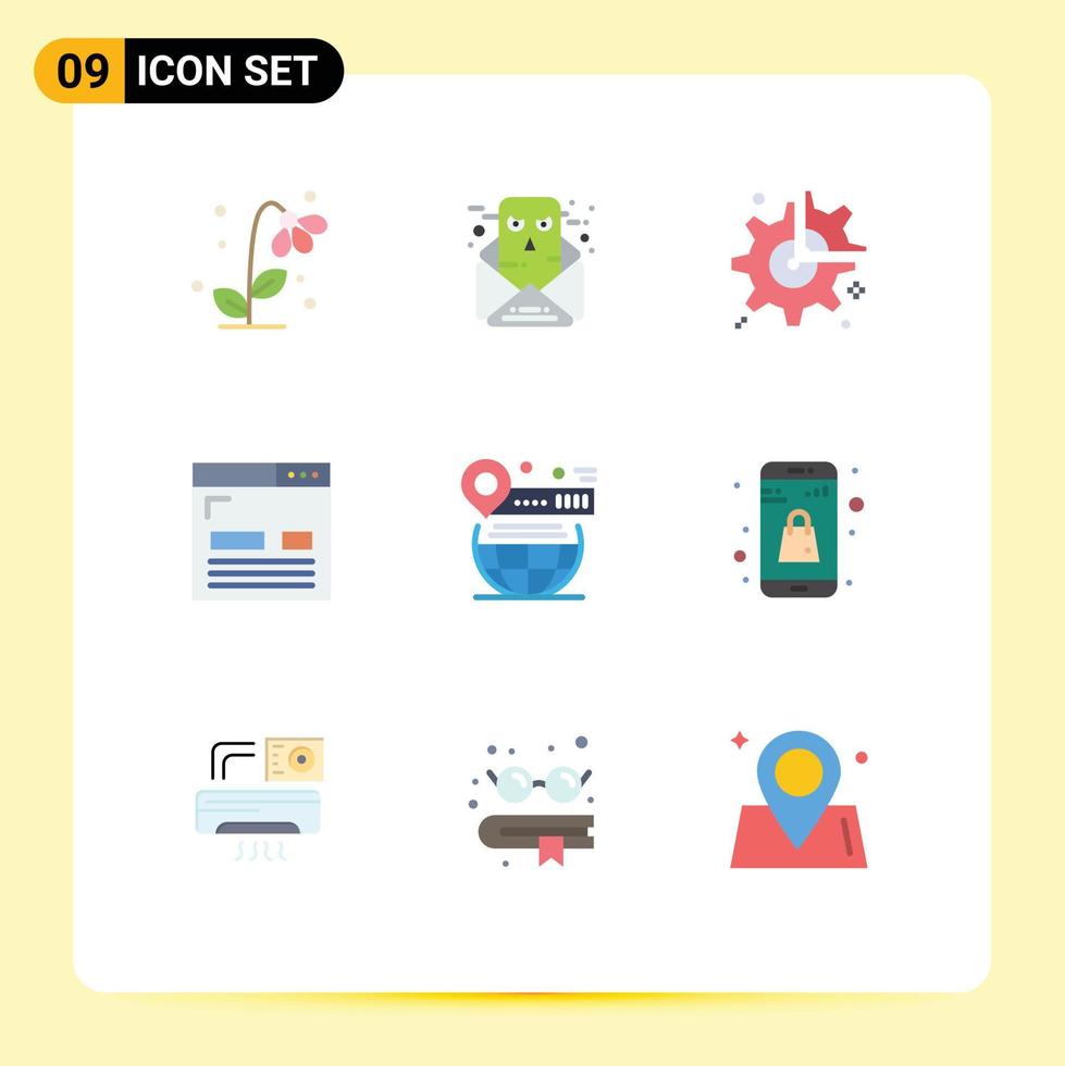 Packung mit 9 modernen flachen Farbzeichen und Symbolen für Web-Printmedien wie Layout-Design E-Mail-Codierung Break editierbare Vektordesign-Elemente vektor
