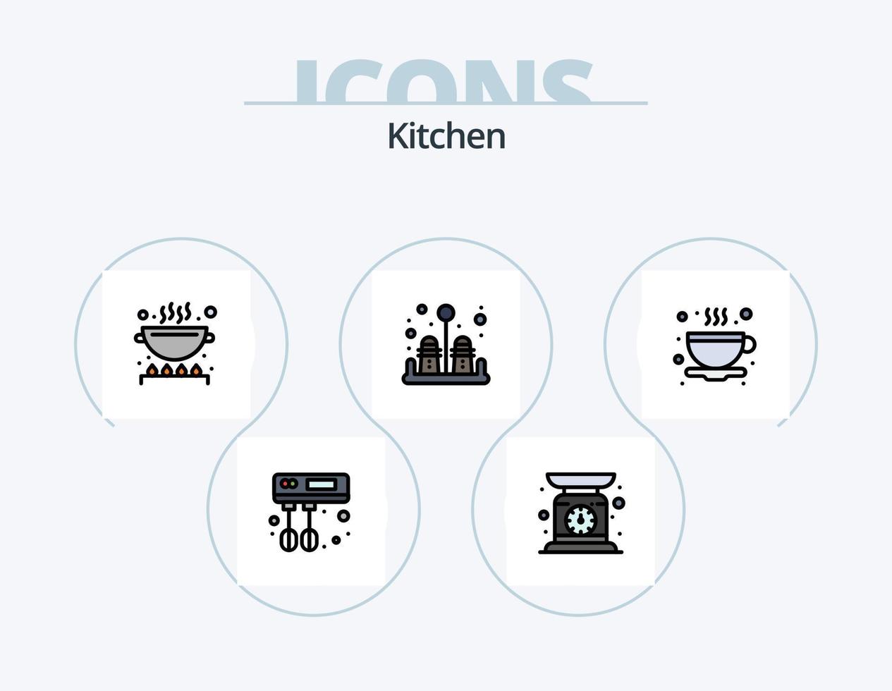 Küchenlinie gefüllt Icon Pack 5 Icon Design. . Eier. Handbuch. Ei. Palette vektor