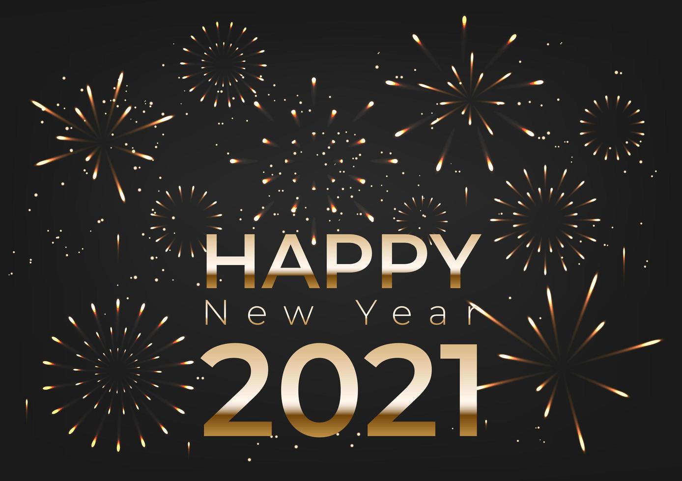Frohes neues Jahr 2021 mit Feuerwerk und Feierhintergrund vektor