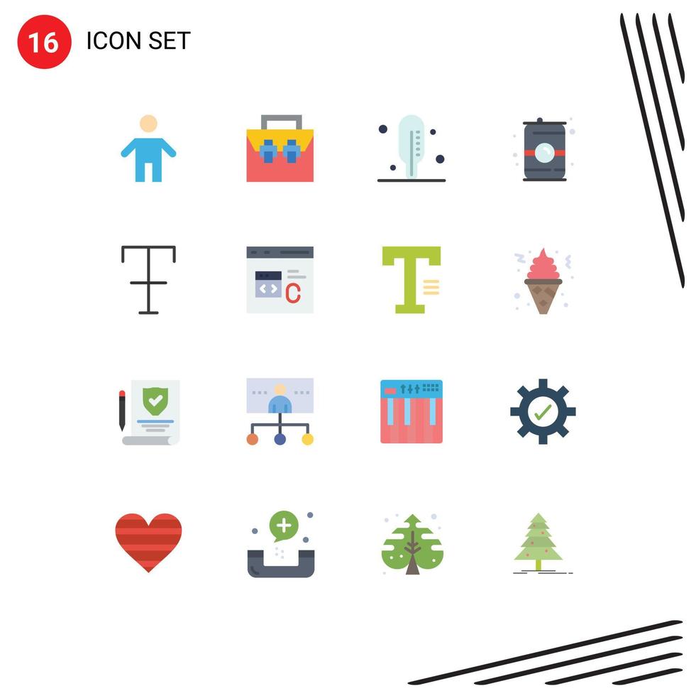 piktogram uppsättning av 16 enkel platt färger av strejk font toolkit vatten mat redigerbar packa av kreativ vektor design element