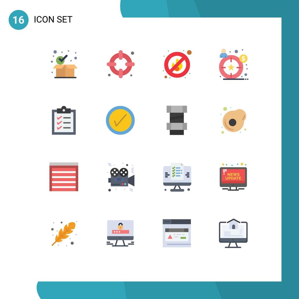 16 universell platt färger uppsättning för webb och mobil tillämpningar gränssnitt uppgifter Nej lista mål redigerbar packa av kreativ vektor design element